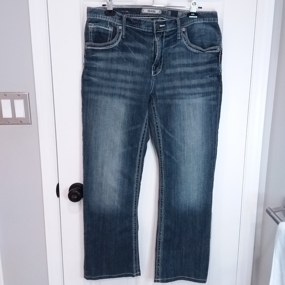 Men's BKE Derick Jeans 33R by Approx. 30 Leg Blue Pre-Owned - Picture 2 of 15